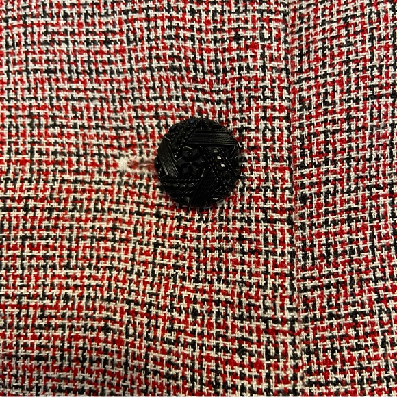 Vintage 80s red and navy bow detail button front jacket - Picture 3 of 5